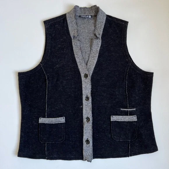 Betty Barclay Vintage Utility Workwear Oversized Wool Knit Gulet Vest Waistcoat - Picture 4 of 13